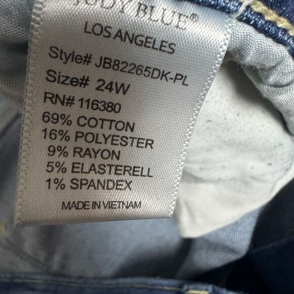 Judy Blue Plus Size 24W Mid Rise Raw Hem Destroyed Skinny Jeans - Picture 6 of 9